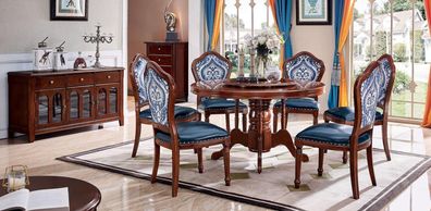 Essgarnitur Tisch Essgruppe + 6x Stühle Lehnstühle Esszimmer Gruppen Holz Möbel