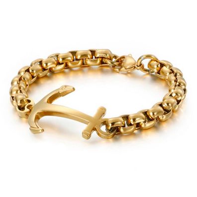 Edelstahl Armband GOLD ANCHOR - Größe: 22 cm Farbe: Gold