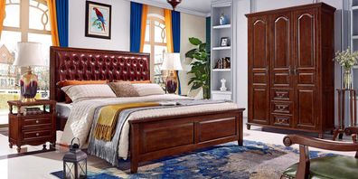 Design klassisch Luxus Betten Möbel Bett 2x Nachttische 3tlg. Schlafzimmer Set