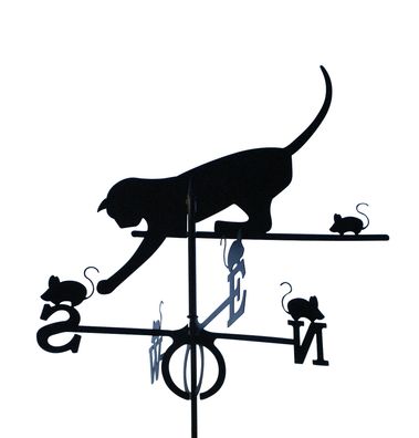 Wetterfahne großes Format Motiv Katz und Maus aus Stahlblech schwarz pulverbeschichte