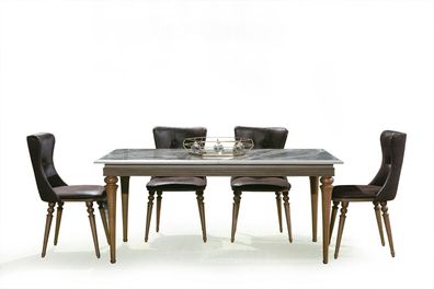 Komplett Set Esstisch 4x Stühle Esszimmer Set Ess Holz Tisch Tische 4tlg