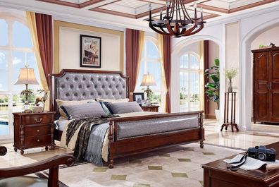 Luxus Schlafzimmer Bett Doppelbett Holz Polster Betten Doppel Bettrahmen Neu
