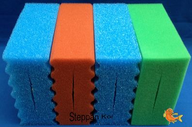 4 x Rot, Blau u Grün Filterschwamm passend für Oase Biotec 5.1 Koi Filter
