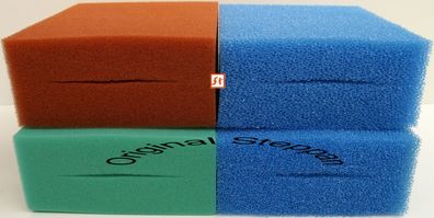 4 x Rot, Blau + Grün Ersatz Filterschwamm passend für Oase Biotec 5.1 Koi