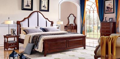 Schlafzimmer Betten Doppel Bettrahmen Holz Doppelbett Polster Bett Luxus Neu