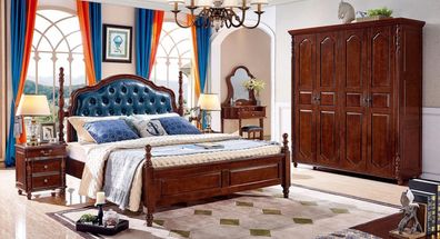 Doppel Bettrahmen Luxus Schlafzimmer Bett Doppelbett Holz Polster Betten Neu