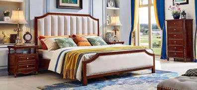Luxus Schlafzimmer Bett Doppelbett Holz Polster Bettrahmen Möbel Design Betten