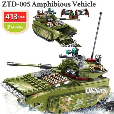 ZTD-005 Amphibienpanzer Armee 2 Soldaten Army Waffen 432teilig Cobi Cada kompatibel