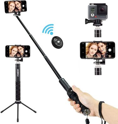 Foneso 3-in-1 Bluetooth Selfie Stick mit Stativ Smartphone Android Kamera iPhone