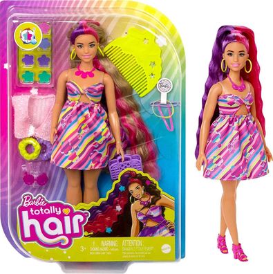 Barbie HCM89 Totally Hair Puppe 15 Teile Blumen Kleid Kleidung Spielzeug Mädchen