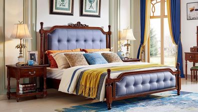 Bett Luxus Schlafzimmer Doppelbett Holz Polster Betten Bettrahmen Chesterfield
