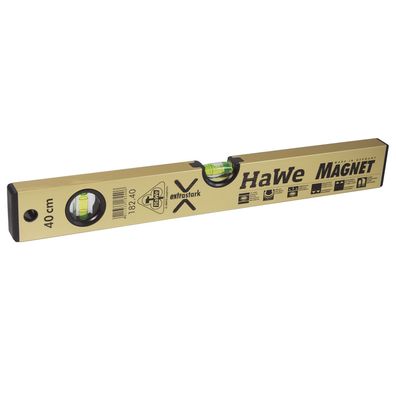 HaWe Alu-Wasserwaage Magnet mit 2 Libellen, Magnetwasserwaage, Neigungsmesser