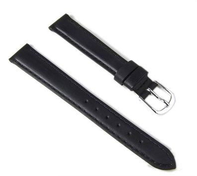 Ersatzband Uhrenarmband Leder Büffel-Kalb schwarz 14mm