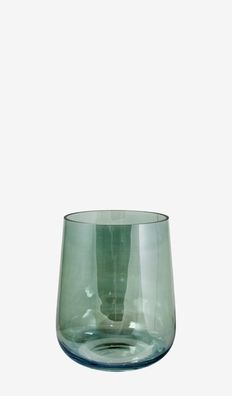 Windlicht / Vase "Lundby", Glas, grün, Handarbeit, von Kaheku, Ø17x20cm