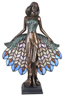 Tischlampe im Jugendstil Tiffany Schirm Lampe Frauenfigur Vintage