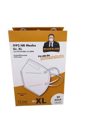 Maskelon FFP2 NR Maske "Größe XL" 20er Pack in weiß DIN EN 149:2001 + A1:2009