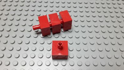Lego 4 Steine Hoch 2x2 mit Pin Rot Nummer 4729