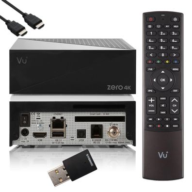 VU+ Zero 4K 1x DVB-S2X Multistream Linux UHD Receiver + 300 Mbits Wifi Stick