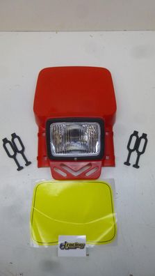 Lichtmaske Lampenmaske universal headlight vintage classic Enduro Motorrad rot