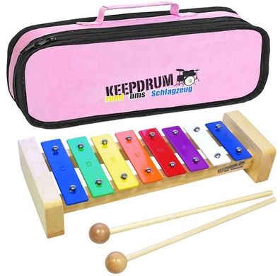 keepdrum KGS Pro Kinder Glockenspiel mit Tasche Pink