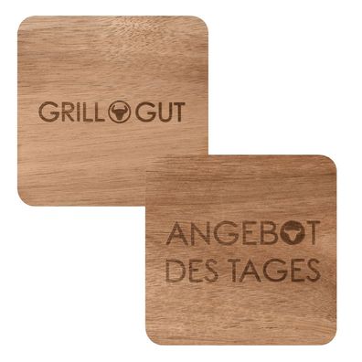 Untersetzer 4er Set Akazienholz "Grill Gut + Angebot des Tages", Räder Design