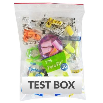 Test Box Big mit Ohrstöpseln - Ohrstöpsel, Earplugs, 3Kamido