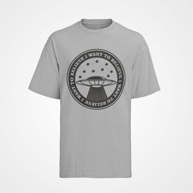 Herren T-Shirt Bio Baumwolle Alien Ufo Space Weltraum i want belive Area 51