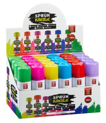 Sprüh Kreide 6 bunten Farben 100 ml Dose - 24er Set - Flüssig Markierungs Spray