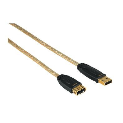 Hama GoldLine USB 2.0 VerlängerungsKabel Verlängerung AStecker ABuchse Kabel