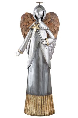 Metall Engel "Viktoria" mit Holzflügeln, H 129cm, von Gilde Handwerk,