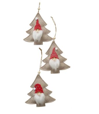 Dekoanhänger "Jesper", 3er Set Weihnachtsbäume aus Textil, Höhe 12cm,