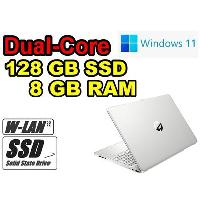 HP Notebook Dual Core silber SSD 8GB RAM mit WEBCAM WLAN HDMI Windows11