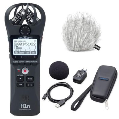 Zoom H1n Audio-Recorder mit Zubehör und Windschutz