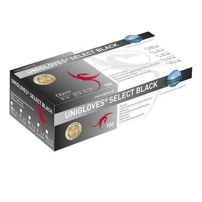Unigloves Select Black Latexhandschuhe Größe L 100 Stück