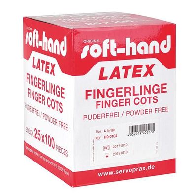 Soft-Hand Fingerlinge Latex puderfrei unsteril Gr. 3 100 St.