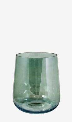 Windlicht / Vase "Lundby", Glas, grün, Handarbeit, von Kaheku, Ø21,5x25cm