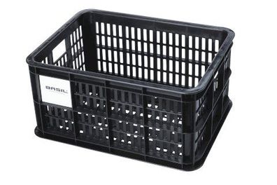 BASIL Kunststoff-Fahrradkasten Crate schwarz | Für Racktime, i-Rack, MonkeyLoad,