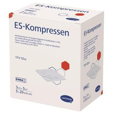 ES-Kompressen steril 5 x 5 cm 12-fach á 5 x 20 Stück