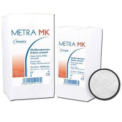 METRA MK Mullkompresse unsteril 7,5x7,5 cm