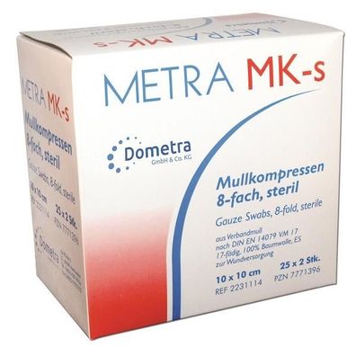 METRA MK-s Mullkompresse steril 25x2 Stück 7,5 x 7,5 cm