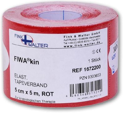 Elastischer Tape-Verband 5cm x 5m rot 1 Rolle