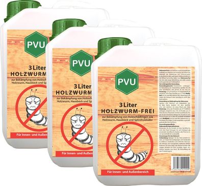 PVU 3x3L Anti Holzwurmmittel Spray Schutz gegen Holzwürmer Hausbock frei