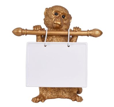 Keramik Whiteboard Affe Gold Schreibtafel Affenfigur Board Memoboard Monkey