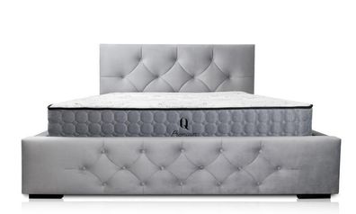 Bett Weiß Modern Design Stoff Polster Schlafzimmer Doppelbett Holz Elegantes Neu