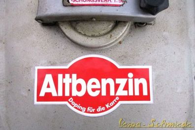 Aufkleber "Altbenzin" - Vespa Oldtimer Auto Mercedes Roller Benzin Tank Tuning