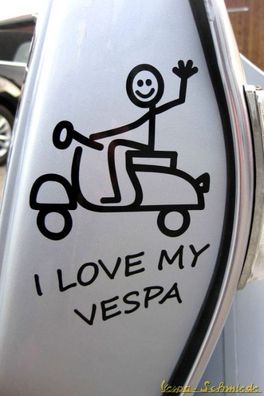 Aufkleber "I love my VESPA" - Schwarz - Auto KFZ Sticker V50 PK PX Sprint Rally