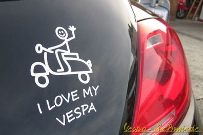 Aufkleber "I love my VESPA" - Weiß - Auto KFZ Sticker V50 PK PX Sprint GL Rally