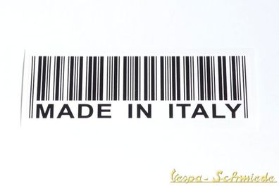 Aufkleber "Made in Italy" - Schwarz / Weiß - Italy Italien Italia Vespa Barcode