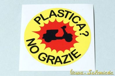 Dekor Aufkleber "Plastica? No grazie!" - Vespa Lambretta Scooter Roller Sticker