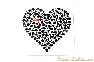 VESPA Aufkleber "Herz" - Weiß / Schwarz - Sticker Heart Love Liebe V50 PX Rally